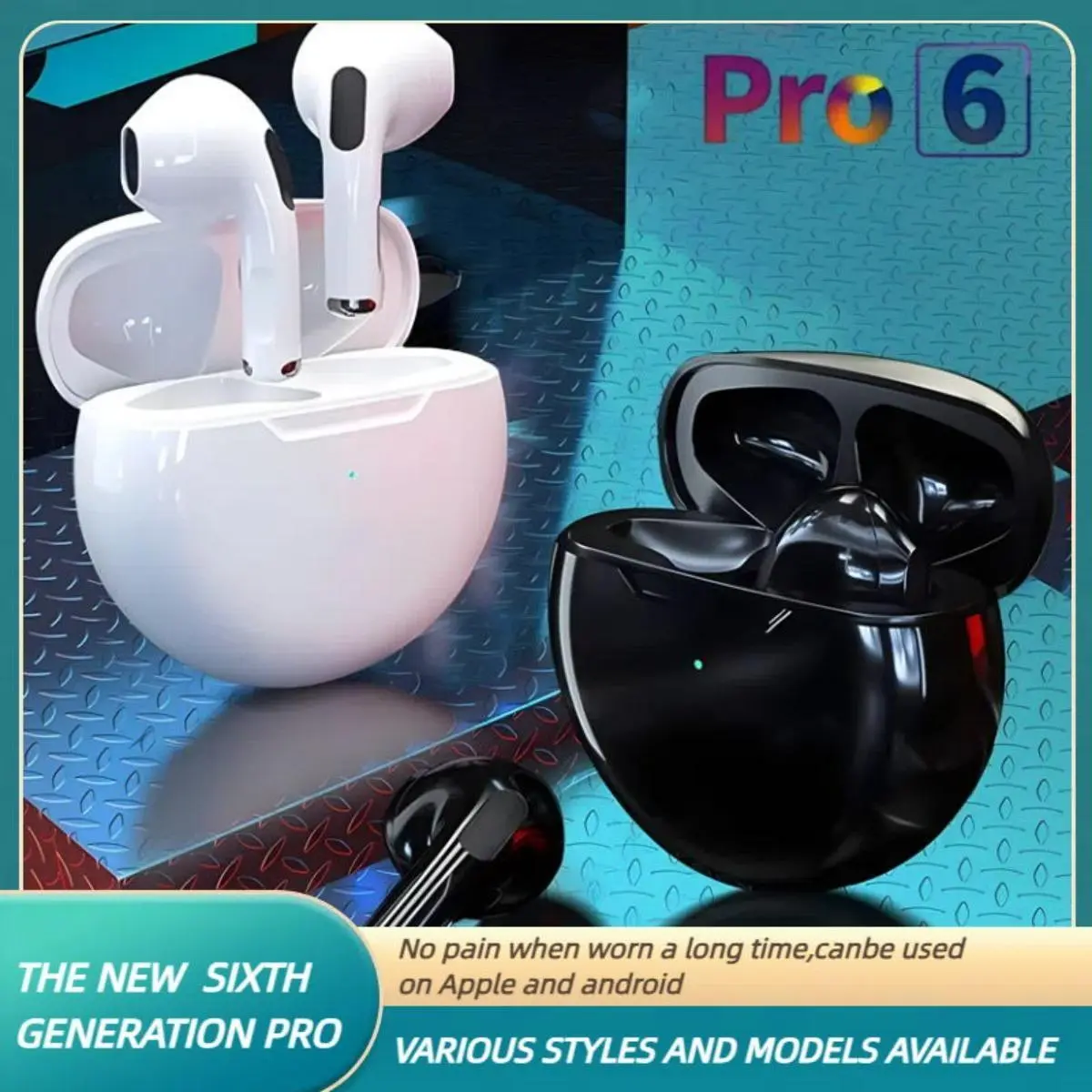 Tai nghe không dây Air Pro 6, mới với Mic Fone, tai nghe Bluetooth, tai nghe chạy thể thao TWS, dành cho Apple iPhone và Xiaomi Pro6, tai nghe nhét tai, tai nghe phong cách mới
