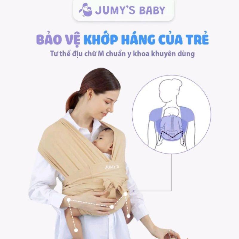 Địu Vải Jumy's Đa Năng Chất Cotton Thoáng Mát Mềm Mịn, Địu Em Bé Sơ Sinh Đến 18 Tháng Tuổi Cho Bé địu nằm