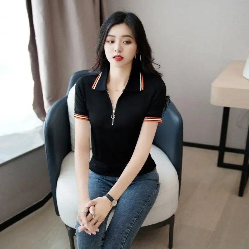 Áo Thun Nữ Cổ Bẻ PONIVA Phối Khóa Mẫu Mới Hot Trend 2