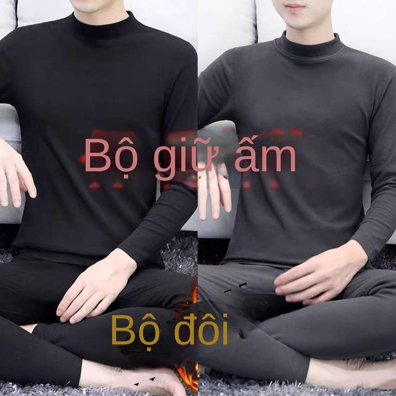 Bộ Đồ Đồ Lót Giữ Nhiệt Cho Nam, Lót Lông Cừu Dralon Hai Mặt, Dày Dặn, Cổ Giữa, Chống Lạnh, Chống Đóng Băng, Thích Hợp Cho Mùa Đông, Nhiệt Độ Sưởi Ấm 1