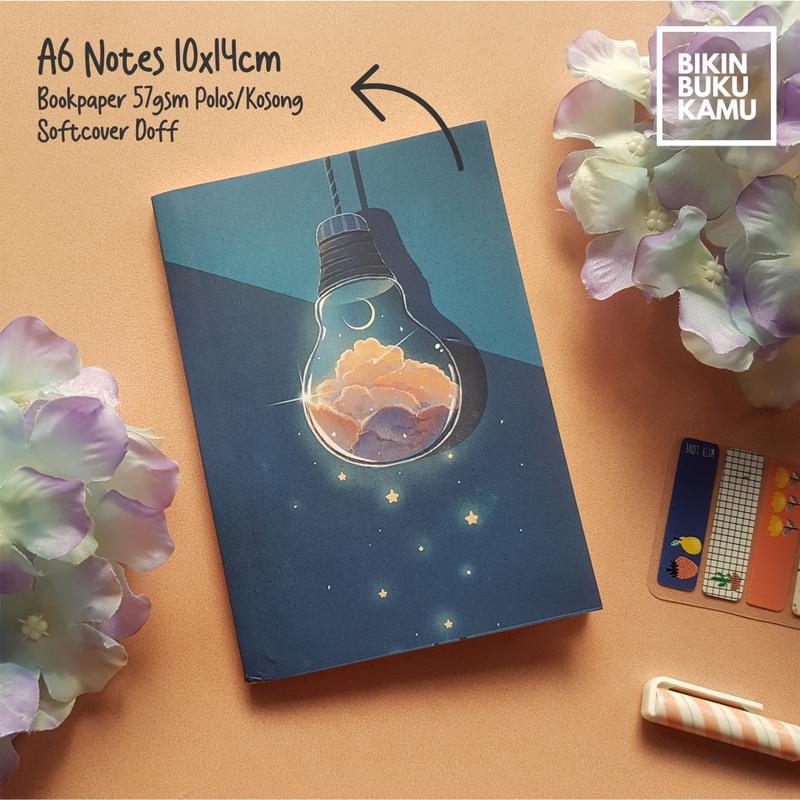 [57gsm] A6 Notes Notebook Saku Pocket Book Softcover - Night Sky Lamp 1