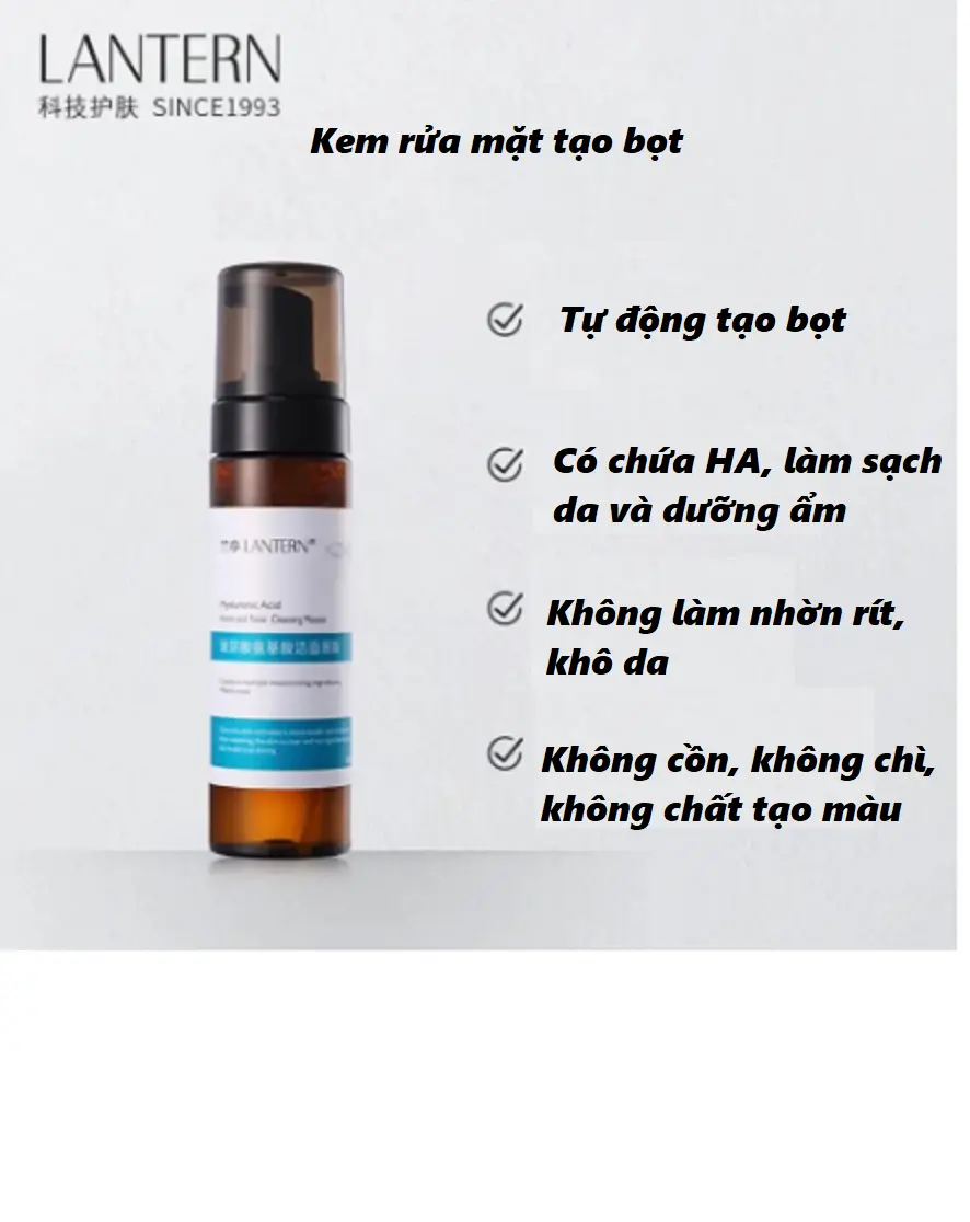 Kem rửa mặt nội địa Trung Quốc LANTERN Hyaluronic acid cleasnsing mousse