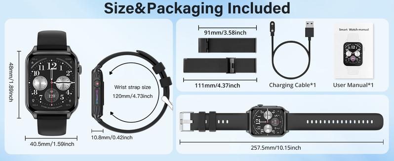 Product Introduction of Smart Watch for Men Android Phones, Fitness Tracker Smartwatch Answer/Make Call,Waterproof Smart Digital Watches for Women Compatible Samsung IOS iPhone Heart Rate Blood Oxygen Readings (Black) 14