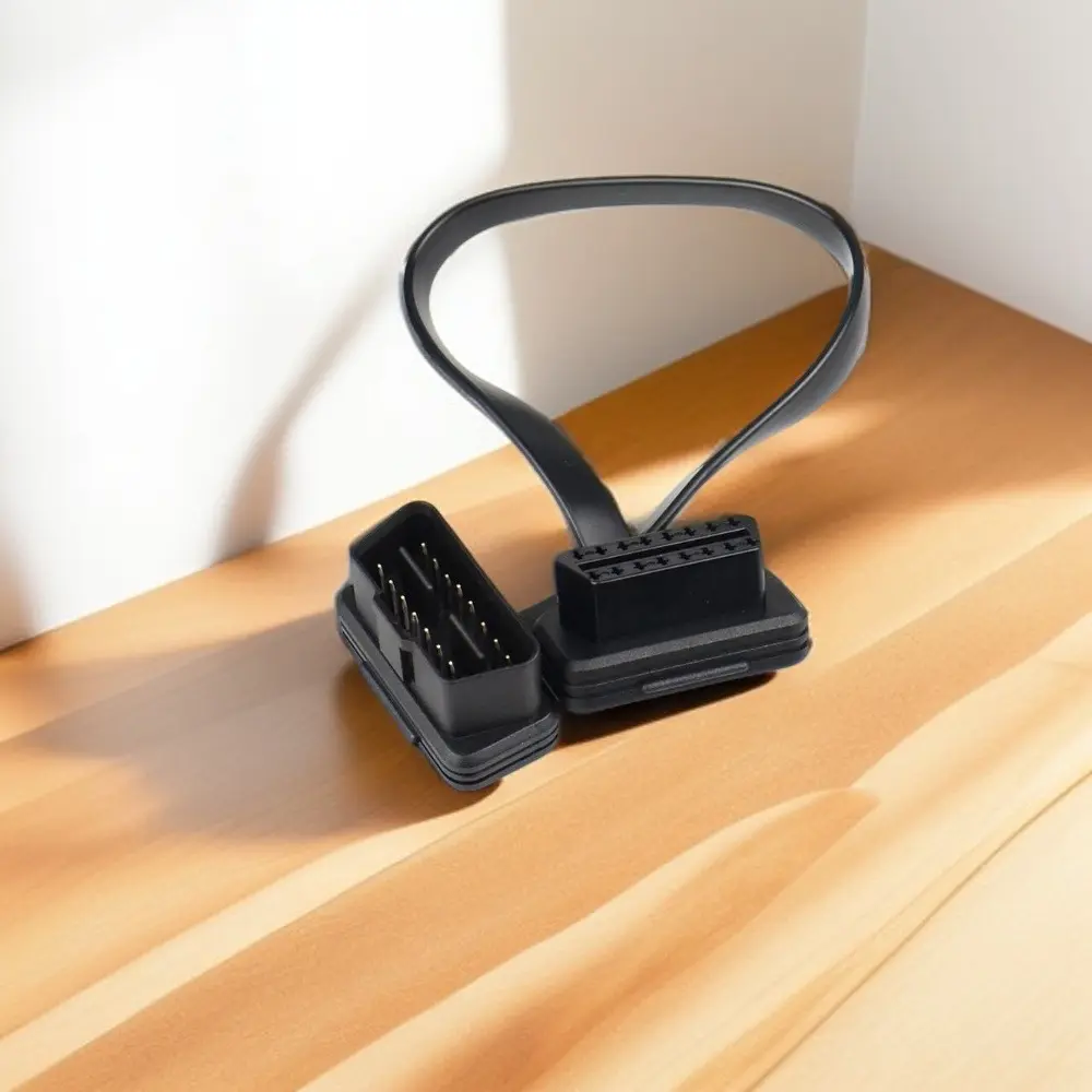 Durable 30/60/100/120CM OBD2 Extender Flat+Thin As Noodle Extension Cable OBD OBDII Male To Dual Female Diagnostic Tool ELM327 Cable