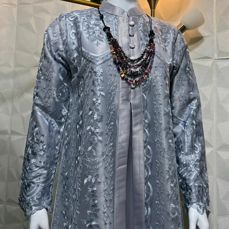 BAHAN SATIN CRISTAL MIX TILE BORDIR BAHAN SUPER MEWAH BUSUI FRIENDLY Muslim Kaftan Wanita Gamis 1