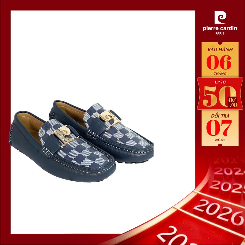  Pierre Cardin Giày Lười Nam PCMFWLH 525 Chất Liệu Da Bò Thật Họa Tiết Caro Dập Vân Thời Trang Đế Cao Su Thiên Nhiên Không Trơn Trượt 