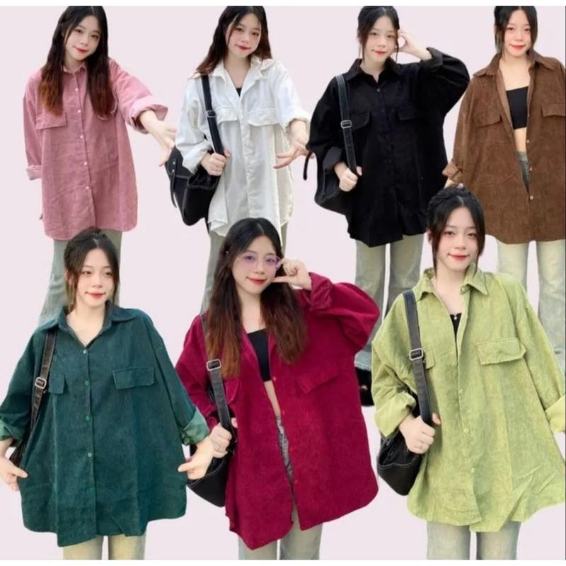 RẺ VÔ ĐỊCH  sơ mi nhung tăm form rộng UNISEX hot quanh năm, không bao giờ lỗi mốt. Nữ Women Áo Top áo  hoodie