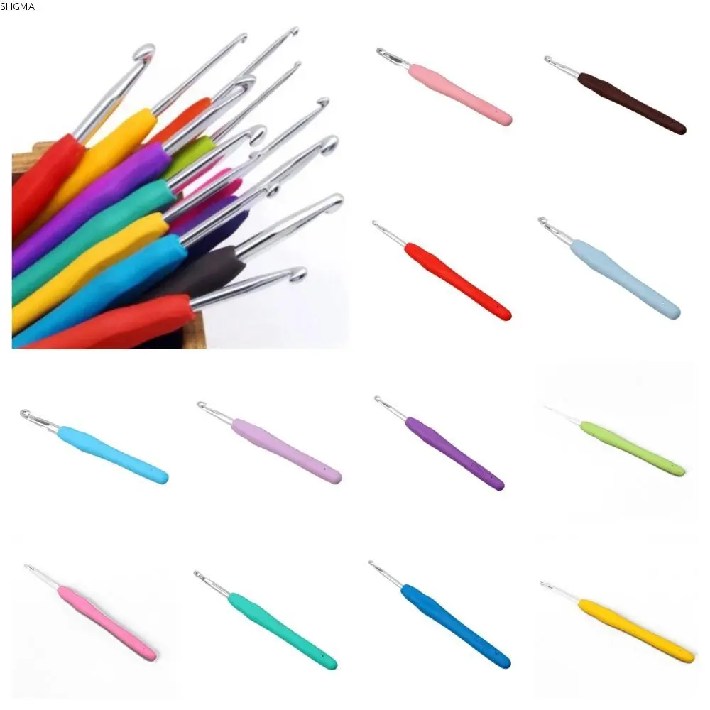 SHGMA Knitting Accessories 2.0-10.0mm Crochet Hook Weave Aluminum Colorful Soft Rubber Grip Cushioned Handles Sewing Needles Knitting Needles Mom's Gift