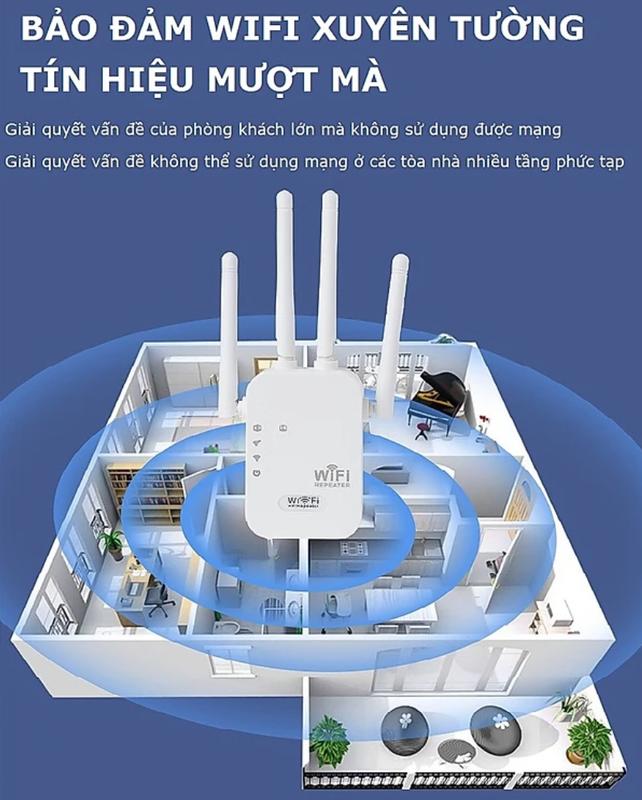 Bộ Mở Rộng Sóng Wifi Tốc Độ Tối Đa 300Mbps 4 Râu Phát Sóng Xuyên Tường 4