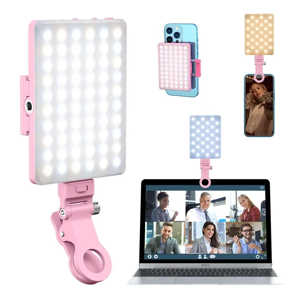 Portable LED Selfie Light with Front & Back Phone Clip, 1 Piece High