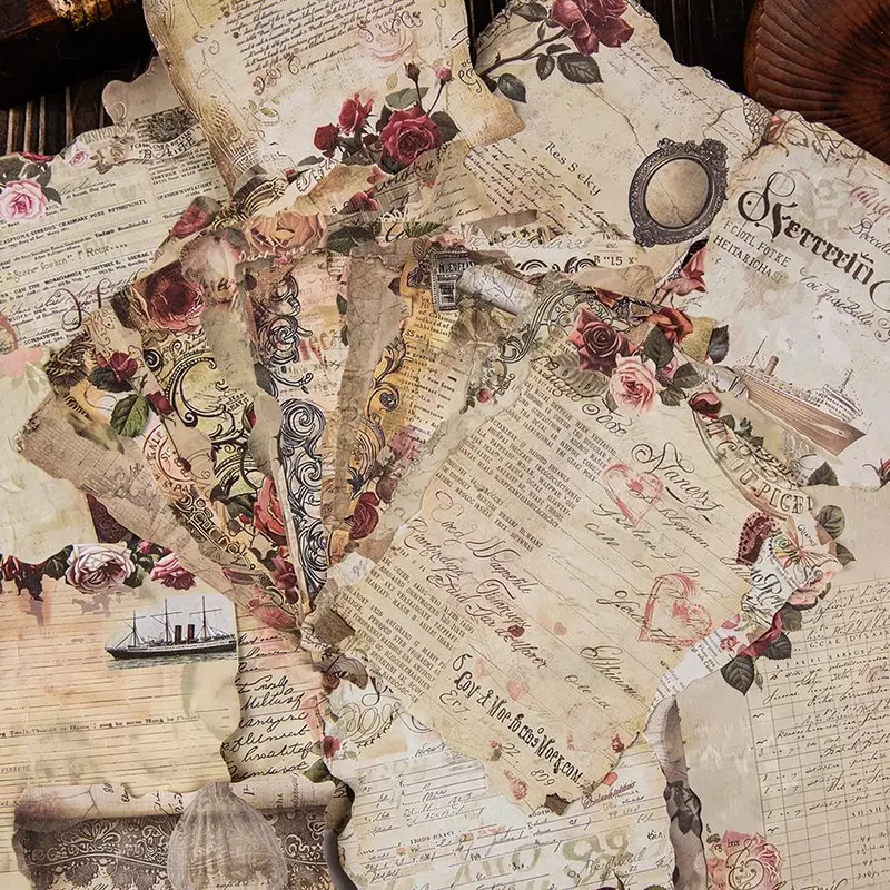 Vintage Flower Pattern Decorative Paper, 1/6 Packs Scrapbooking & Journal Making Material Paper, Diy Decorative Paper for Scrapbooking & Journal Making 7