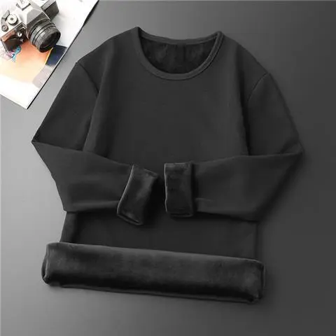 Áo Mặc Bên Trong Mùa Đông, Dành Cho Nam Giới, Lót Lông Cừu, Có Đệm, Giữ Nhiệt, Ôm Sát, Cổ Tròn, Có Thể Mặc Bên Trong, Áo Phông Áo Len Dài Tay Áo Trẻ Trung 5