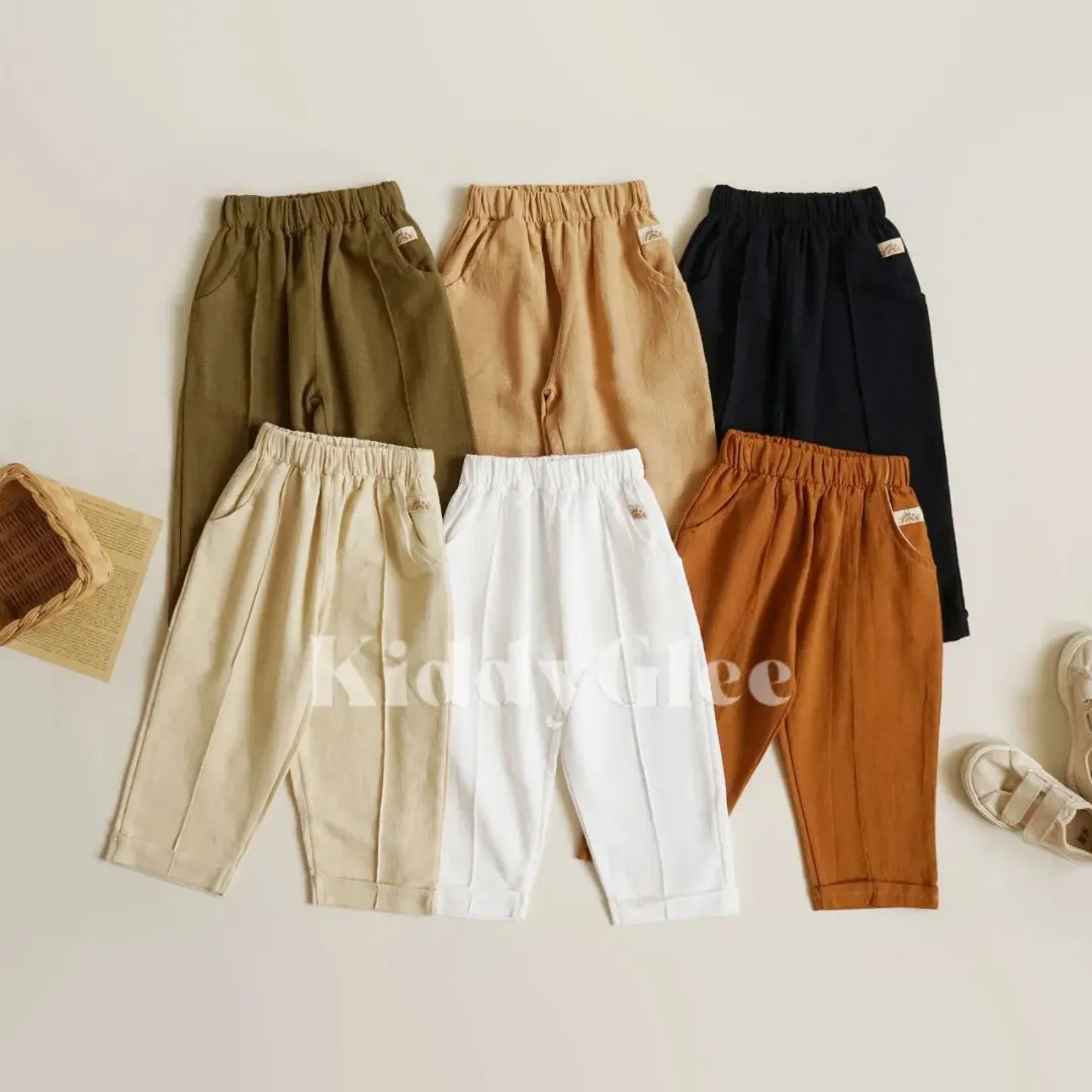 KiddyGLEE | Celana panjang anak laki-laki perempuan bahan unisex | Baggy Pants | Celana panjang anak linen