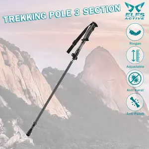 Elfs Active Foldable Alumunium Trekking Pole 3 Section Z Fold Trail Running Hiking