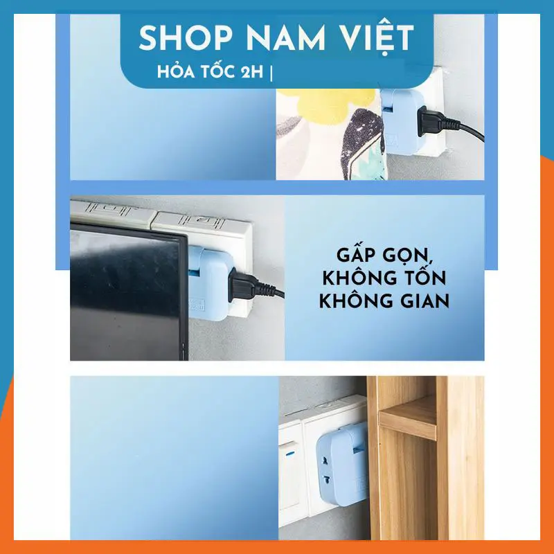 Ổ Cắm Điện Mở Rộng Xoay 180 Độ Chia Từ 1 Ra 3 Chấu Cắm 3
