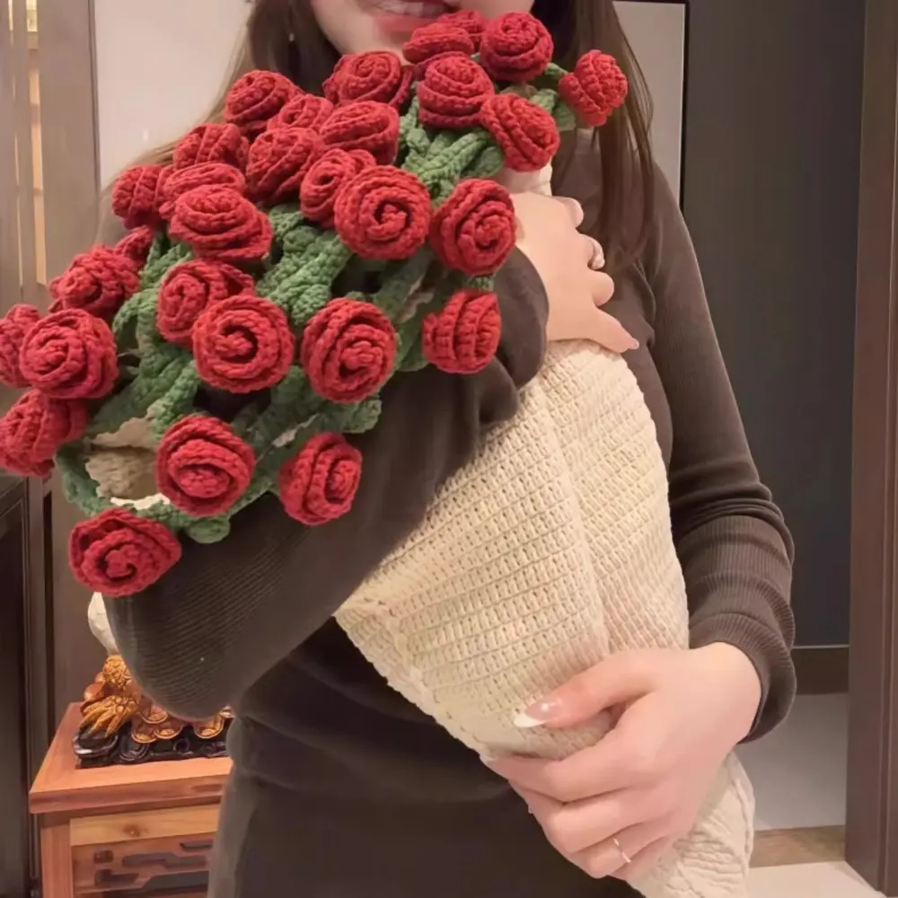 thảm hoa móc len chăn bó hoa Chăn Bó Hoa Hồng, Thời Trang Sáng Tạo, Thủ Công Tự Làm, Dệt Nhân Tạo, Chăn Dệt Kim, Chăn Bó Hoa Đan Chưa Hoàn Thiện, Thích Hợp Cho Ngày Của Mẹ