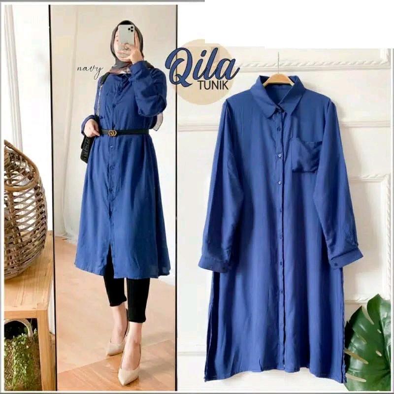 TUNIK QILA FULL KANCING BUSUI BAHAN MOSCREPE 2
