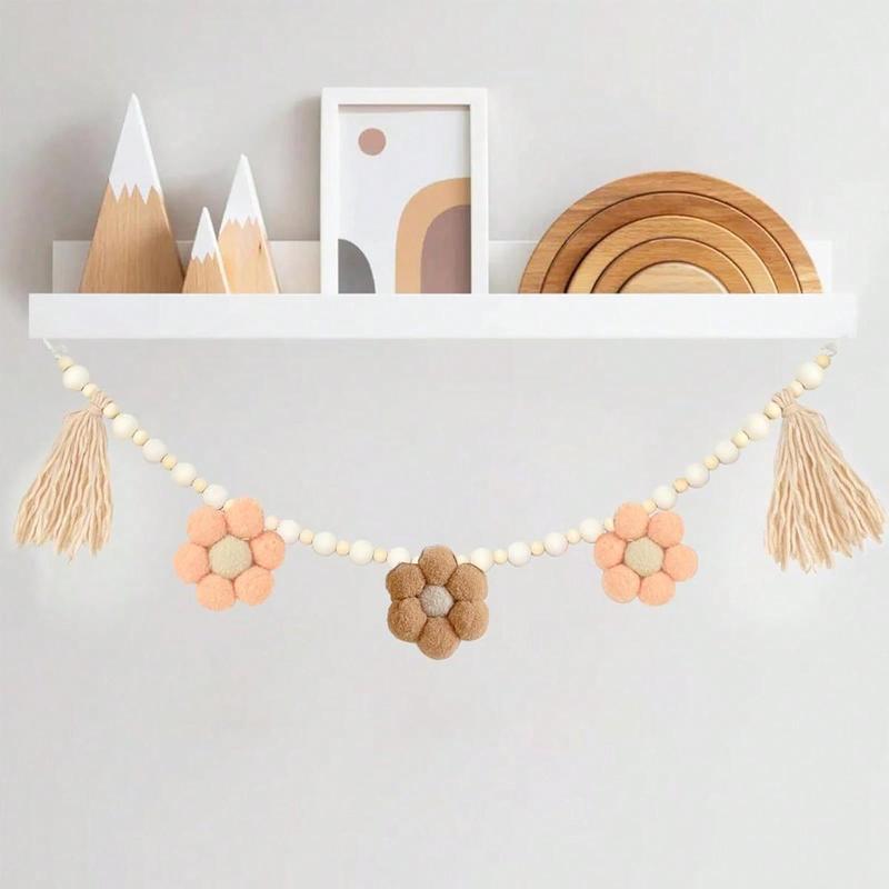 Flower & Tassel Decor Hanging Banner, 1 Count Cute Hanging Decor for Kids Room, Wall Decor for Home Living Room Bedroom, Home Decor 6