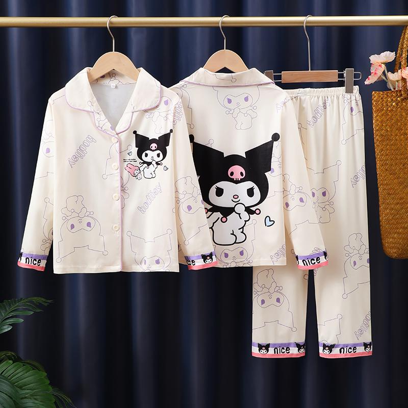 Bộ Đồ Ngủ Trẻ Em, Kiểu Ve Áo, Làm Bằng Bông Nhân Tạo, Dành Cho Bé Gái, Tay Áo Dài Mùa Thu Và Mùa Đông, Áo Cardigan, Thiết Kế Hoạt Hình, Thích Hợp Mặc Nhà đồ  ngủ set đồ  bé gái đồ  pijama  nữ  cho  bé