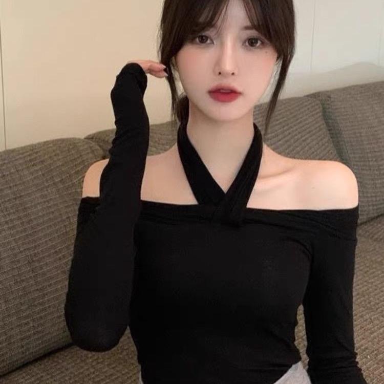 Áo kiểu thun trễ vai tay dài gợi cảm mặc được 2 kiểu cho nữ