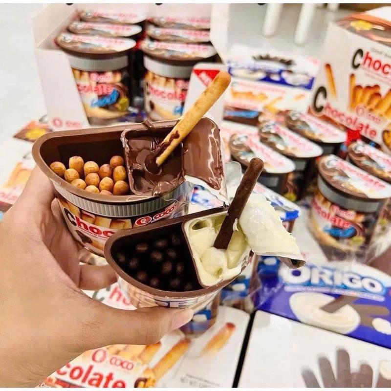 Product Introduction of 12 Cốc Bánh Que Chấm Origo Vị Kem Sữa, Chocolate Giòn Rụm Thơm Béo, Sô Cô La - Ăn Vặt, Snack, Bánh Quy, Food, Cake, Cookies, Thức Ăn, Socola bánh que  pepero banhque banh cham sua 9