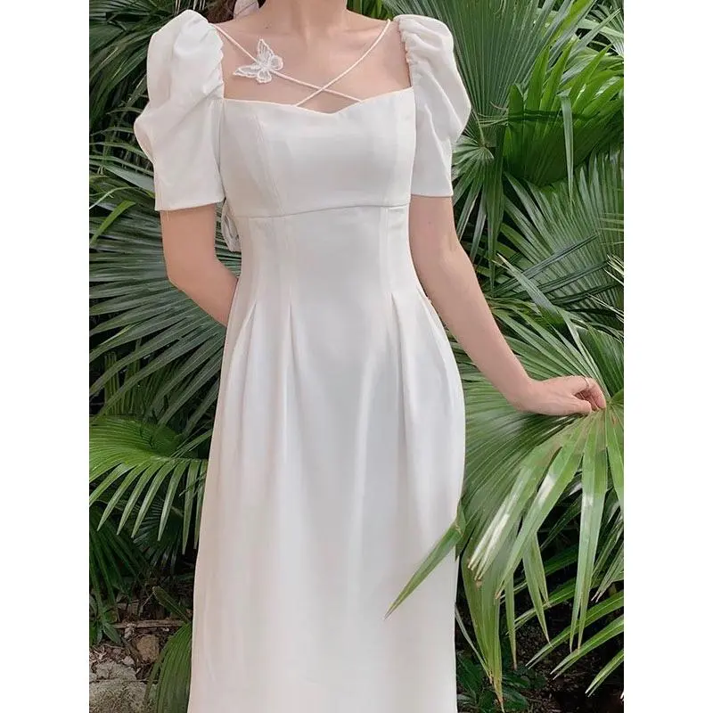 25016 summer MIDI beige dress for women formal elegant beige long dress  plus size for civil wedding nude L - TikTok Shop Philippines