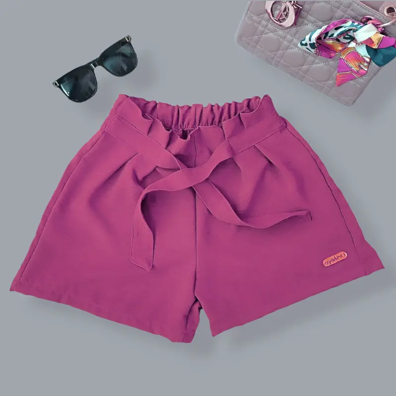 Celana pendek pita anak perempuan hotpant cringkel airflow Fashion anak perempuan usia 1 2 3 4 5 6  th tahun hitam putih milo lemon mocca pink sage denim 3
