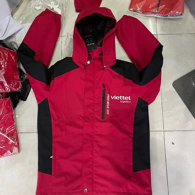 Áo khoác gió Viettel Logistics màu đỏ đen chất vải gió lót lưới thoáng mát aokhoac nam Jacket Menswear Nhung 8
