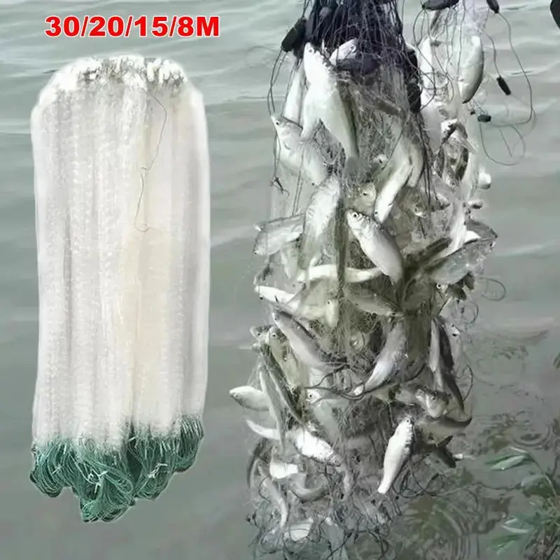 8/15/20/30M Fishing Net Nylon Fish Network Monofilament Fishing Net Float  Single Mesh Netting Tackle Tool Accessories