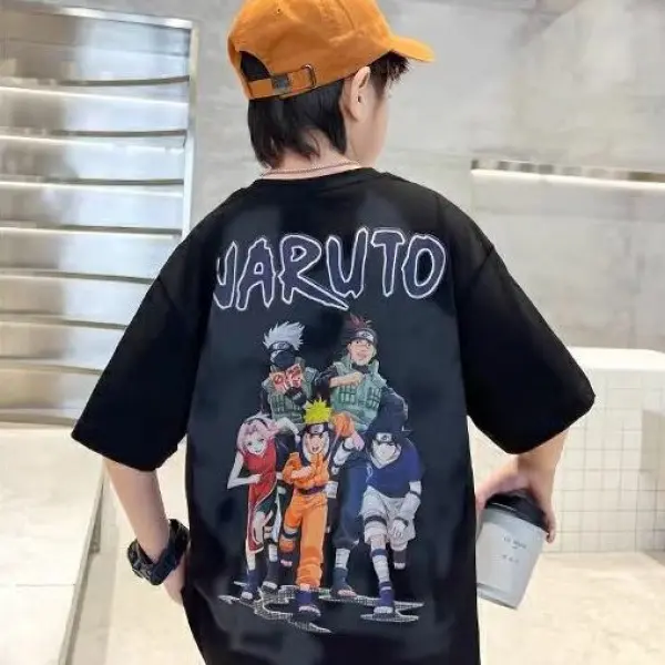 Váy Mùa Hè Cho Trẻ Em, Naruto, ngắn Tay, Cotton Nguyên Chất, Dáng Rộng Vừa Vặn, Phong Cách Phương Tây, Dành Cho Trẻ Em Trung Bình Và Lớn, Áo Hợp Xu hướng Cho Bé Trai, Hàng Mới Về 2024 8