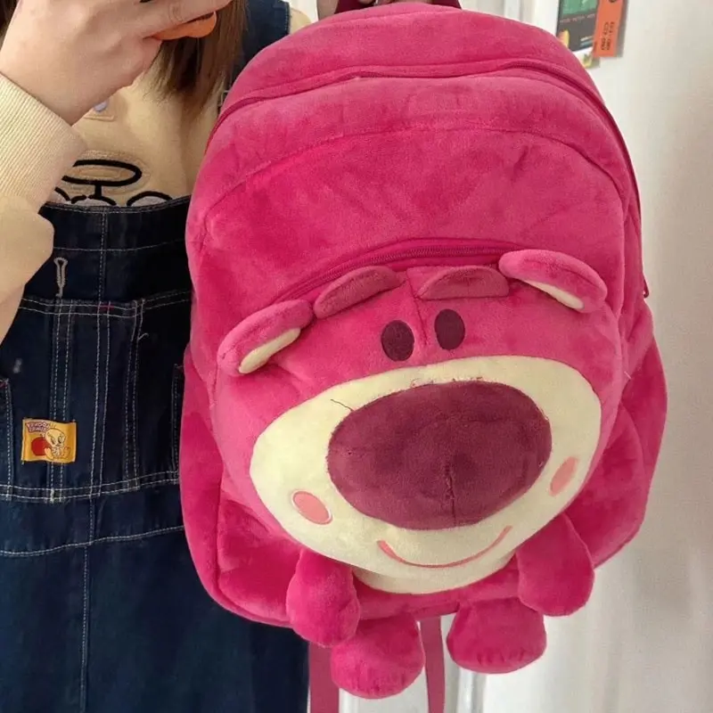 BaLô Gấu Dâu Lotso Size Lớn Đeo Vai Đi Học, Đi Chơi Màu Hồng Lông Mịn Siêu Dễ Thương Cá Tính Cao Cấp  Bền Backpack 3