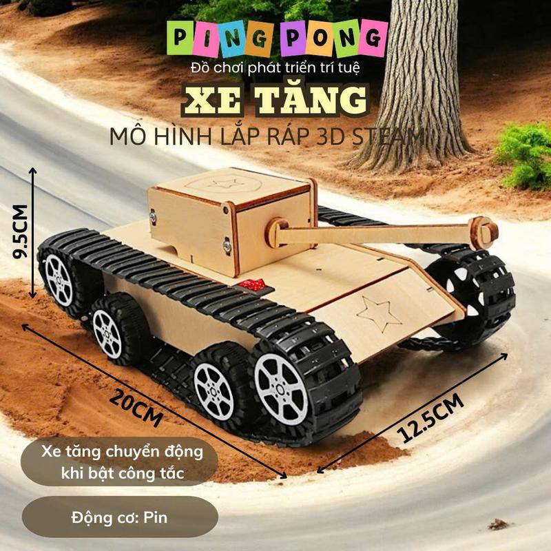 [Nhiều Mẫu] Mô Hình Lắp Ráp STEAM 3D bằng gỗ: Máy Phát Điện, Cano, Vệ Tinh, Cối Xay Gió, Xe Tăng, Tua Bin, Xe Đua... 1