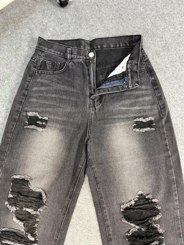 Q473 (S_XL) Quần suông chất Cotton rách trước kiểu dài 105cm Menswear Pants Ong 3