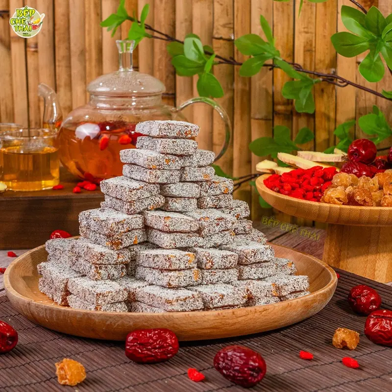 Bánh Gừng Táo Đỏ Dinh Dưỡng Tốt Cho Sức Khỏe Snack Ăn Vặt Food Thức Ăn Nho Candy Chua Đường kẹo  gừng Sen mứt 0
