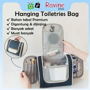 Premium Hanging Toiletry Bag Waterproof Multifunction Travel Bag Large Capacity Tas Kosmetik Antiair Banyak Sekat Flawless