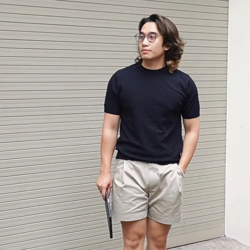 Áo thun ôm body tay ngắn dệt kim Mongtoghi cao cấp phù hợp 4 mùa, thoáng mát dễ chịu Menswear Shirt Navy Nam Cổ Tròn 5