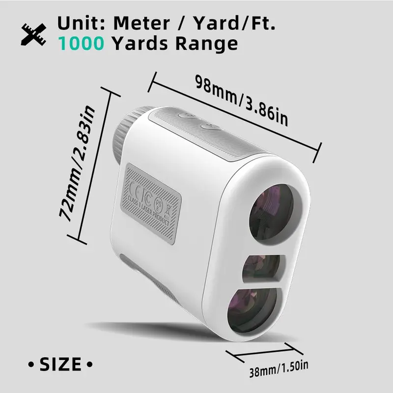 Laser Golf Rangefinder, 1000Yds Laser Golf Rangefinder with Slope Compensation & Angle Switch, Outdoor Golf Flag Vibration After Locking with Zipper Case 1