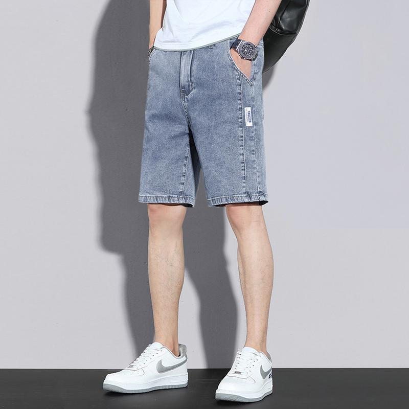 Quần Short Denim, Màu Xám Đen, Dành Cho Nam Giới, Phong Cách Mùa Hè Mới, Phong Cách Hồng Kông Ins, Hợp Xu hướng, Quần Ống Rộng, Mỏng Và Thẳng, Quần Thường Ngày 5