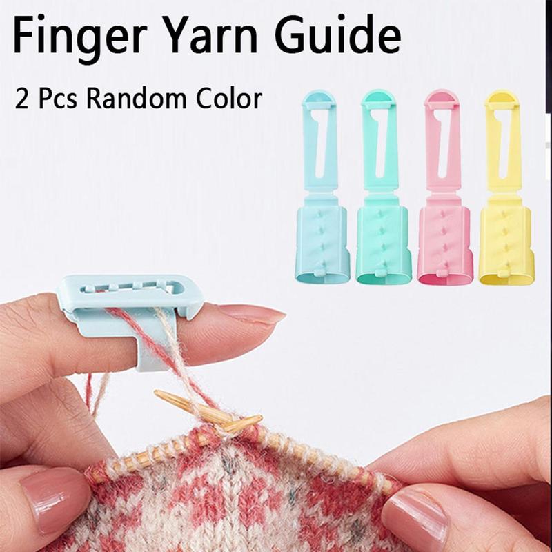 2pcs/set Random Color Plastic Finger Guides Crochet, DIY Finger Yarn Guide Holder, Universal Knit Count Color Starter Tool Kit 5