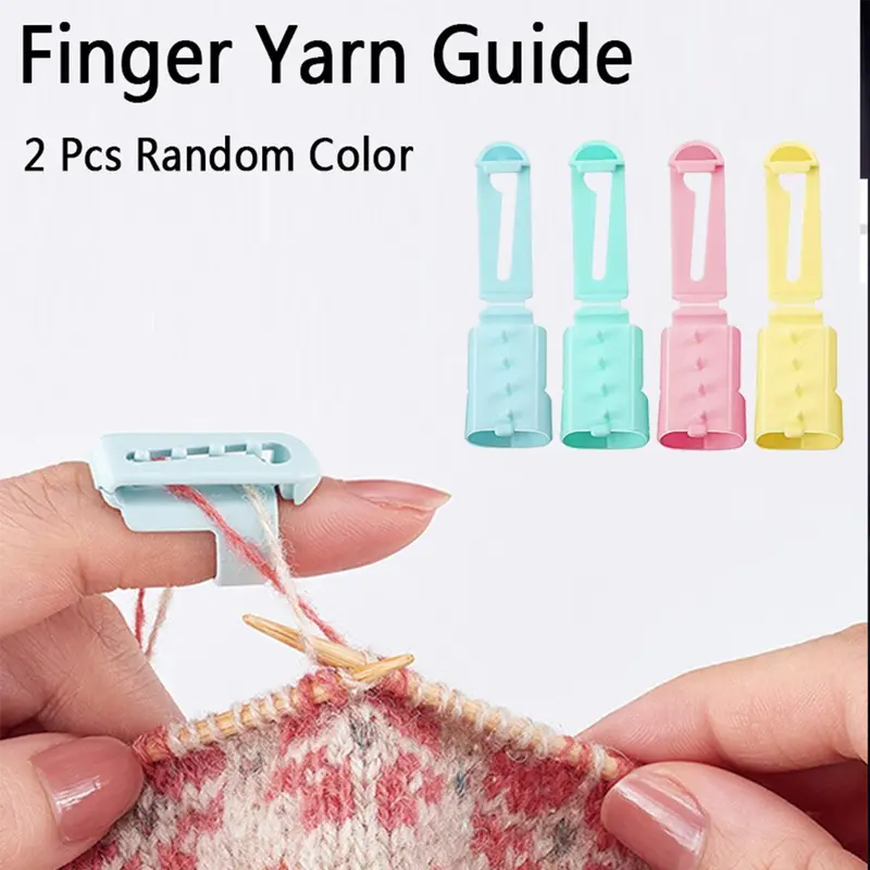 2pcs/set Random Color Plastic Finger Guides Crochet, DIY Finger Yarn Guide Holder, Universal Knit Count Color Starter Tool Kit 5