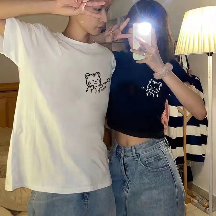 Printed trendy crew neck tshirt WOMEN'S casual loose short sleeve tshirt