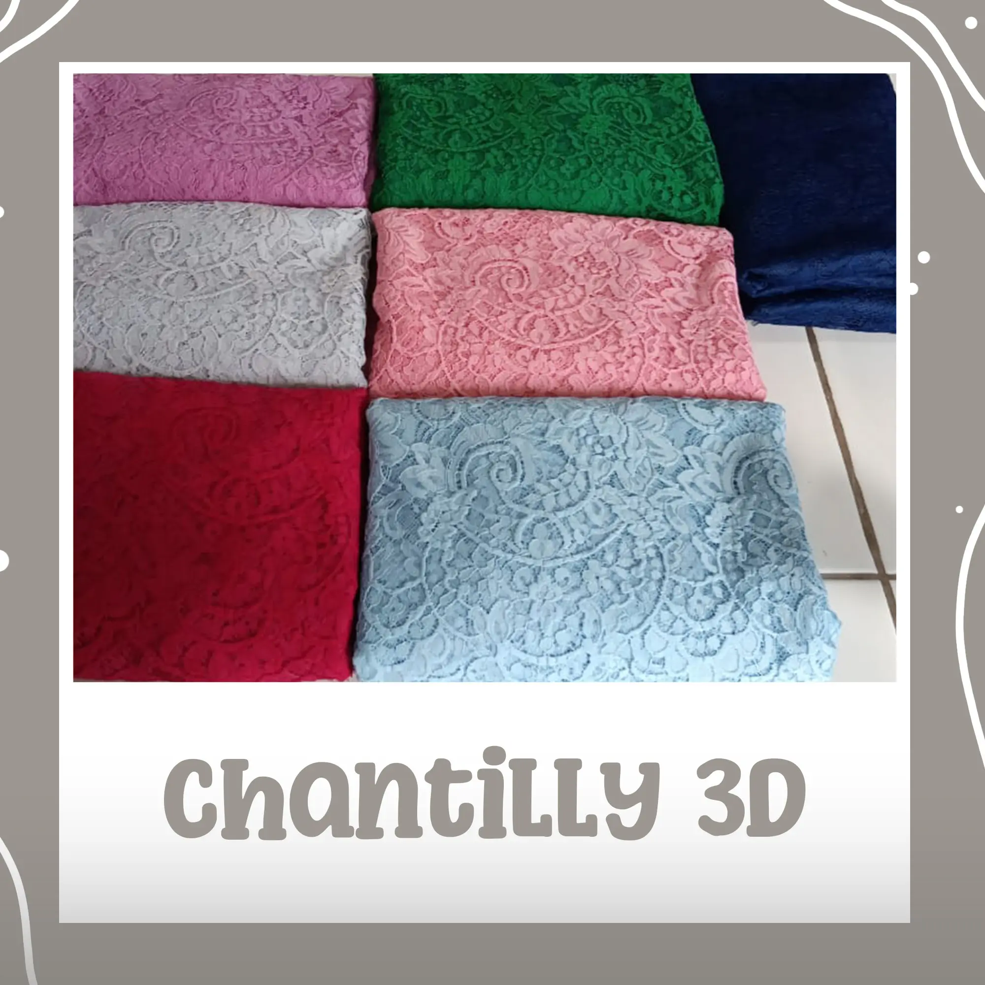 Kain Bahan Kebaya Brokat Santili, Chantilly 3d Floral Fatmawati Panjang 2.5 Meter x Lebar 1.5 Meter