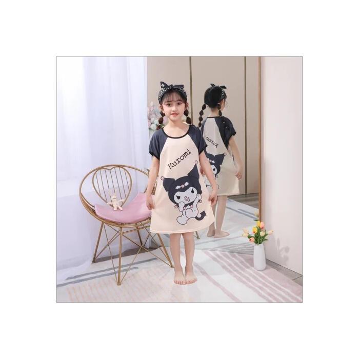 Skin-friendly Children Short Sleeve nightclothes Girls Polyester Round-Neck pyjamas for 12 - 13 years 7