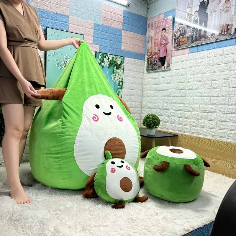 VỎ + LÓT (KO XỐP) ngoài của ghế lười hạt xốp BBK hình thú, vải nhung lạnh mềm mịn, vỏ lót có khoá kéo, chưa có xốp 5