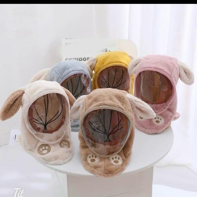 Mũ len lông cừu chùm đầu kèm kính chắn gió chắn bụi cho bé mũ len mềm mịn