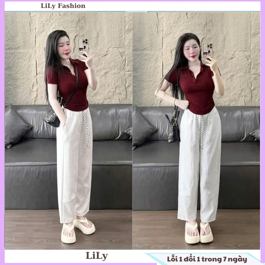 Áo thun đỏ cổ bẻ thêu chữ ngực chất co dãn kiểu dáng basic tôn dáng