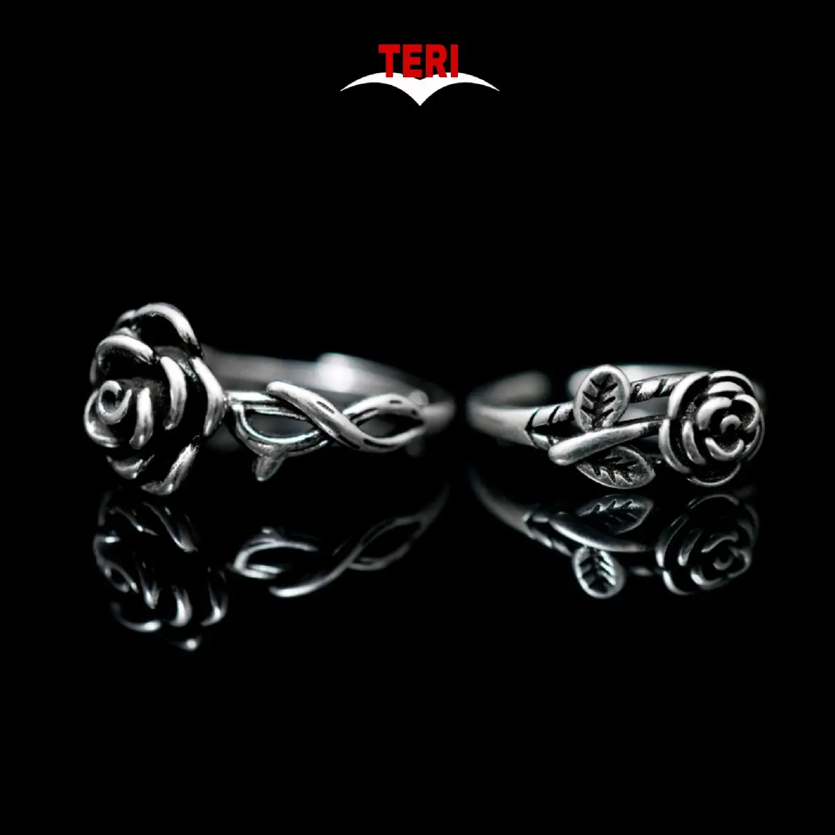 Nhẫn thời trang Hoa Hồng Teri mạ bạc s925 unisex nam nữ freesize điều chỉnh kích cỡ