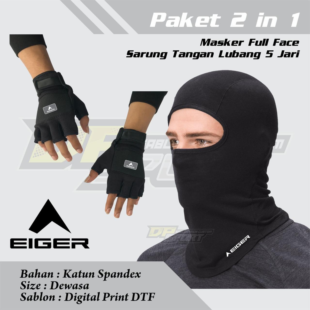 Paket hemat buff masker full face gunung dan sarung tangan motor pria