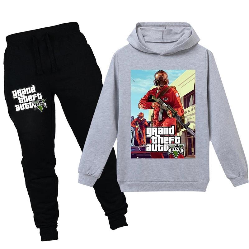 Product Introduction of Grand Theft Auto V GTA 5 Kids Pullover Clothes Sweatshirts+Pants 2pcs Sets Boys Cartoon Children Toddler Clothing Girls Outfits 8