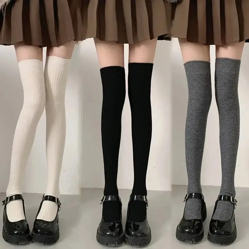 Tất Dài, Dành Cho Nữ, Làm Bằng Cashmere Và Len Trơn Tất Đùi, Mỏng Vừa Vặn, Phong Cách Thường Ngày Làm Bằng Bông, Tất Qua Đầu Gối, Mịn Và Mềm Mại, Thích Hợp Cho Nữ, Tất Dài Đến Đầu Gối